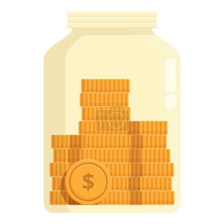 Gráfico de un frasco transparente con monedas apiladas, que simboliza el ahorro financiero
