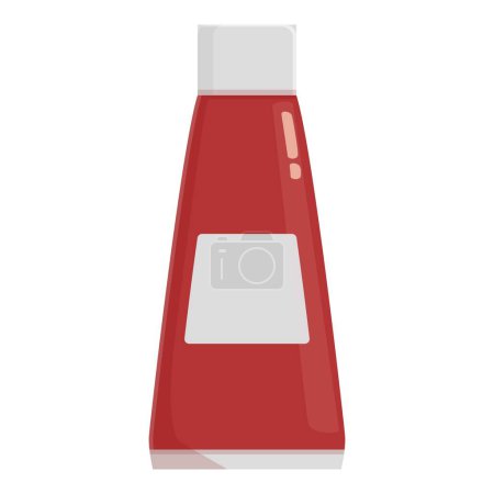 Illustration de bouteille de ketchup dessin animé avec sauce rouge et tomate au format vectoriel, parfaite pour la conception d'emballage de condiments, les ingrédients de la cuisine et les repas de table