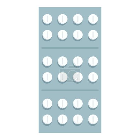 Illustration for Flat design vector illustration of a generic medicine blister pack with tablets - Royalty Free Image