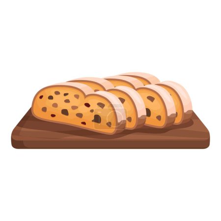 Illustration of a fresh loaf of bread with slices laid out on a cutting board