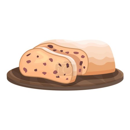 Vector illustration of delicious raisin bread on a wooden cutting board