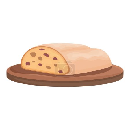 Illustration of a sliced loaf of bread with visible grains on a wooden cutting board