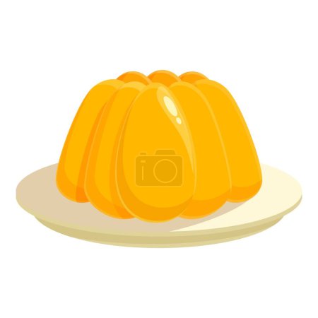 Digital illustration of a bright orange gelatin dessert served on a simple plate