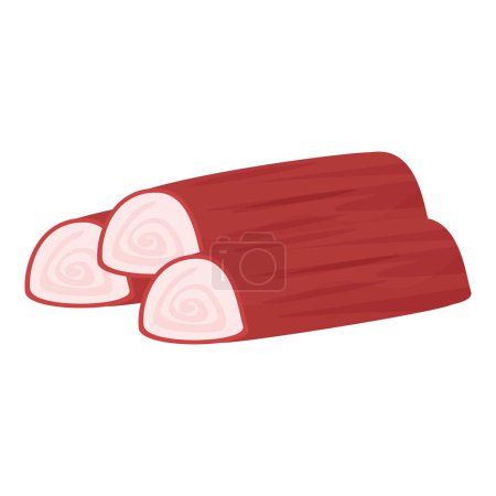 Karikatur von rosafarbenen Schinkenscheiben. Eine Vektorgrafik-Design-Zeichnung. Die Darstellung eines leckeren und appetitlichen Delikatessens. Perfekt für den Einsatz als Lebensmittel Clipart oder als Bestandteil für ein leckeres Sandwich