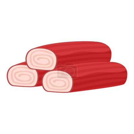 Vector image of stylized red imitation crab sticks, ideal for food graphics