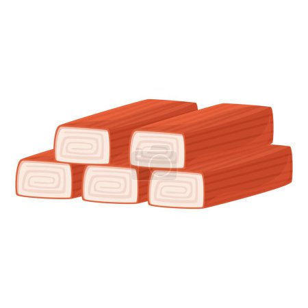 Cartoonlike drawing of imitation crab sticks, perfect for foodrelated designs