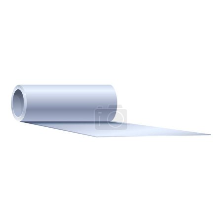 Detailed illustration of a white paper roll partially unrolled on a seamless white backdrop