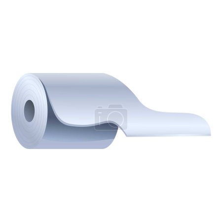 Vector illustration of a horizontal white paper roll with a curled end