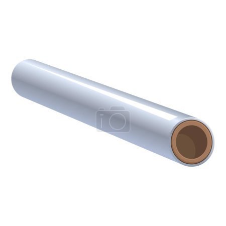 Highquality rendering of a cylindrical aluminum foil roll isolated on white background