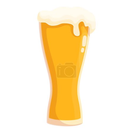 Illustration of a frothy beer glass with foam. Isolated vector graphic for bar. Pub. Brewery. And party design. Featuring cold. Yellow ale or lager