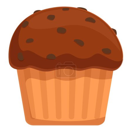 Téléchargez les illustrations : Illustration vectorielle détaillée du muffin aux pépites de chocolat, dessert et collation sucrés, isolé en brun, parfait pour les produits de boulangerie, confiserie et gourmandise - en licence libre de droit