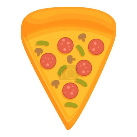 Illustrierte bunte Scheibe Pizza mit Paprika, Pilzen und grünem Paprika auf weißem Hintergrund