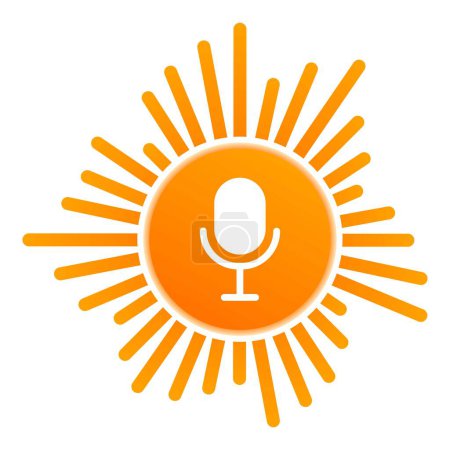 Logo orange vibrant combinant un microphone et un rayon de soleil, parfait pour la marque de podcast