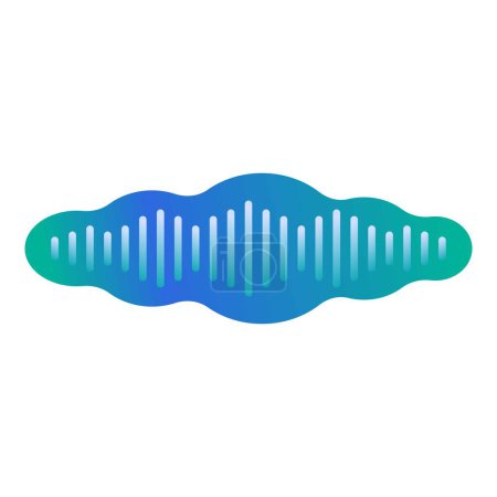 Lebendige abstrakte blaue Schallwellen-Illustration mit Gradienten-Design auf isoliertem weißem Hintergrund, die moderne Technologie und digitales Audiofrequenz-Wellenform-Konzept repräsentiert