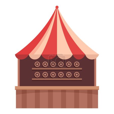 Vibrant vector image showcasing a whimsical carnival food booth with a striped canopy