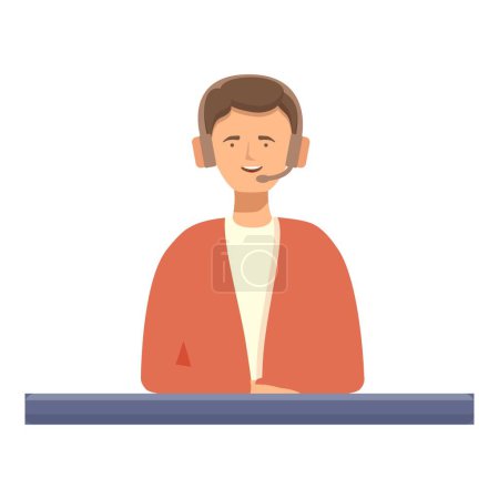 Illustration eines lächelnden Cartoon-Kundenbetreuers mit Kopfhörern