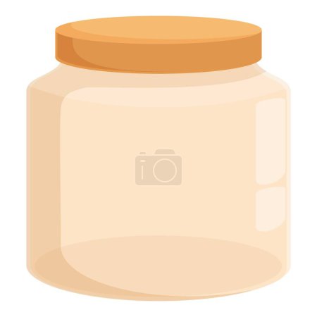 Ilustración vectorial de un frasco de vidrio limpio y vacío con una tapa de rosca naranja vibrante