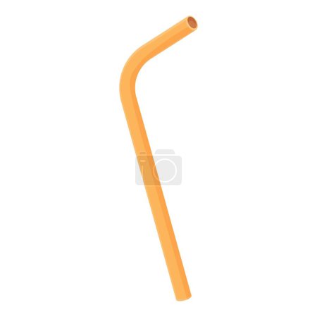 Single orange plastic straw with a bend, isolated on a white background