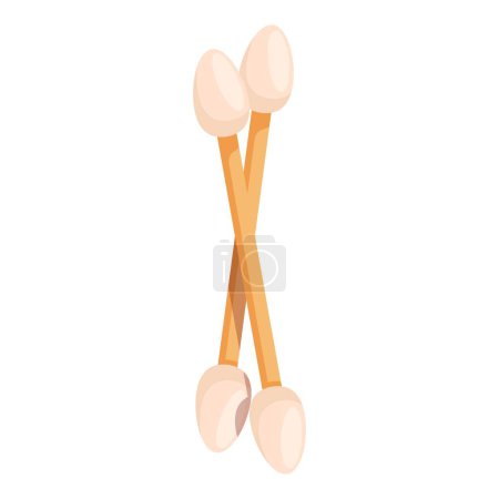 Cartoon drumsticks illustration in a playful and fun design with crossed wooden drumsticks, isolated on a clean white background