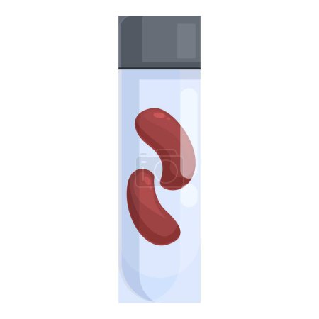 Stilisiertes Vektorbild zweier roter Nierenbohnen in einem klaren Glas mit grauem Deckel