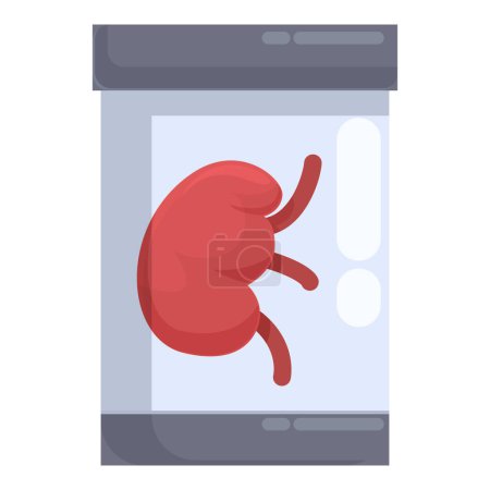 Illustration of a human stomach displayed on a mobile phone screen, representing medical apps