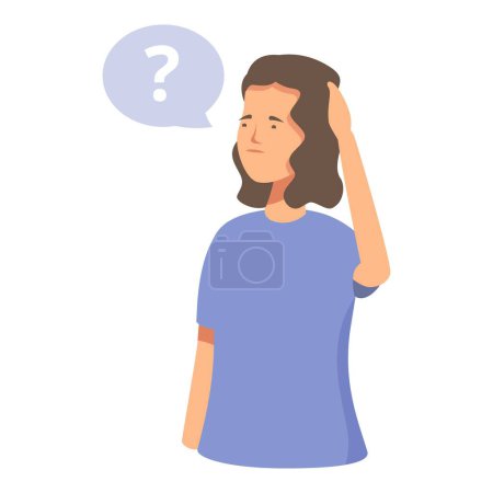 Illustration of a woman scratching her head, with a question mark symbolizing confusion