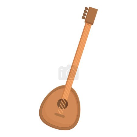 Cartoon illustration of a classic wooden lute, isolated on a white background