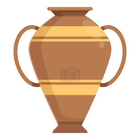 Vintage antique ceramic vase illustration in flat vector art design, featuring a golden urn with elegant decoration, representing ancient culture and traditional pottery