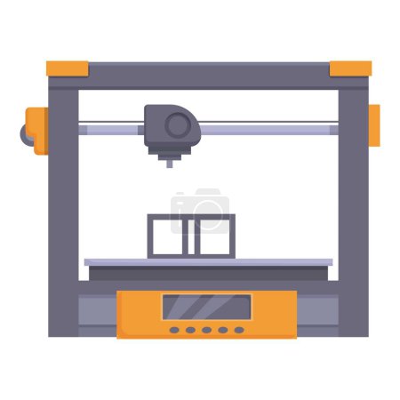 Bunte Vektorillustration eines modernen 3D-Druckers, der seinen Druckprozess mit Material präsentiert