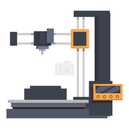 Téléchargez les illustrations : Vecteur de conception plate d'une imprimante 3D moderne créant un objet - en licence libre de droit