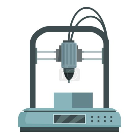 Téléchargez les illustrations : Illustration numérique d'une imprimante 3D en cours de création d'un objet - en licence libre de droit