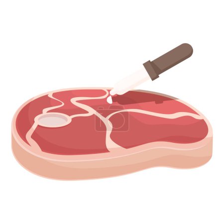 Digital illustration of a hand seasoning a raw beef steak with salt