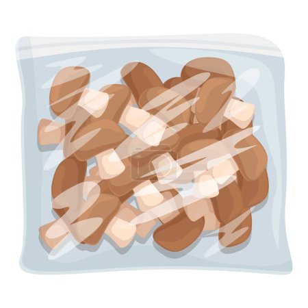 Vector graphic of a transparent bag full of roasted coffee beans