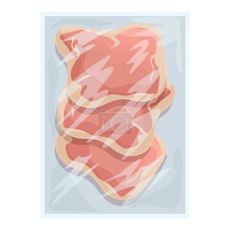 Vector illustration of fresh, raw chicken breasts in transparent vacuum packaging