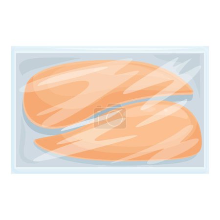 Téléchargez les illustrations : Image vectorielle de deux filets de saumon superbement exposés sur un lit de glace - en licence libre de droit