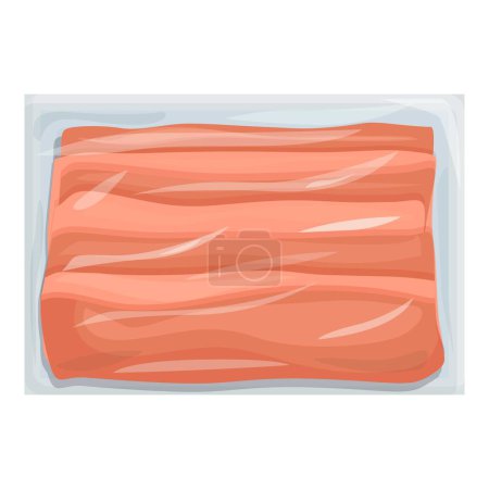 Graphic representation of salmon fillets in vacuumpacked packaging, isolated on white