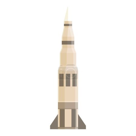 Classic beige and brown rocket depicted in a flat design style, isolated on a white backdrop