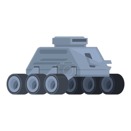 Ilustración digital de un vehículo blindado militar de dibujos animados estilizado sobre un fondo blanco