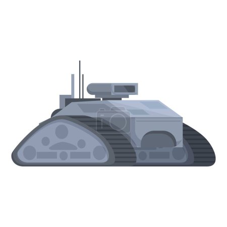 Vector-Cartoon-Illustration eines militärischen Panzersymbols auf weißem Hintergrund, das ein gepanzertes Fahrzeug zeigt, das von der Armee in Krieg und Verteidigung eingesetzt wird