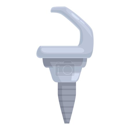 Detailed cartoon image of a single tooth dental implant used for dental surgeries and tooth replacement
