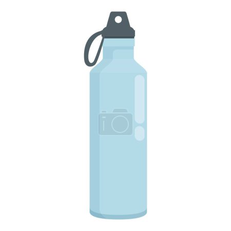 Illustration einer blauen Sportwasserflasche mit Clip, isoliert auf weißem Hintergrund