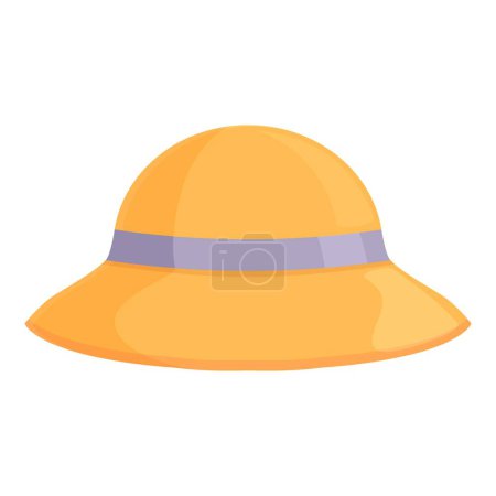 Vector graphic of a vibrant yellow summer hat with a purple ribbon, isolated on white