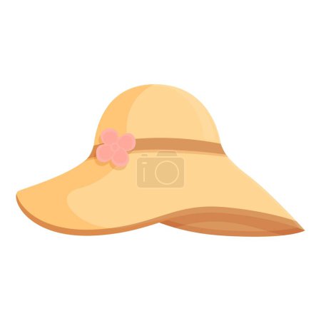 Stylish widebrimmed summer hat with a delicate pink flower adds a touch of elegance