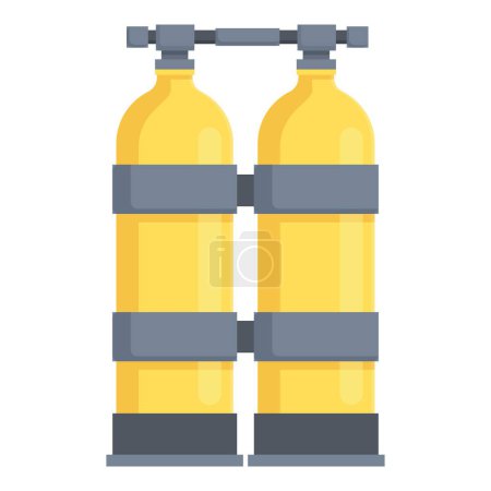 Flat design vector of twin scuba diving oxygen tanks isolated on white background