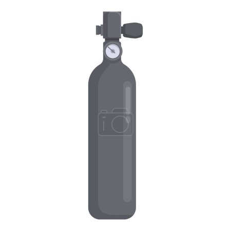 Vector graphic of a grey scuba diving oxygen tank, isolated on a white background
