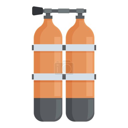 Flat design of a pair of orange scuba diving oxygen tanks isolated on white background