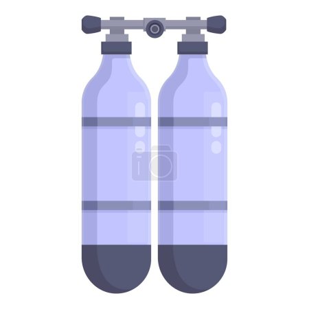 Flat design icon of two connected scuba tanks for diving, isolated on white background