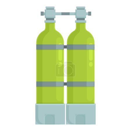 Illustration von zwei Sauerstofftanks für medizinische Geräte in einem Krankenhaus-Umfeld, mit einer flachen Designvektorillustration für die Unterstützung der Atemwege im Gesundheitswesen und Notfalltherapie