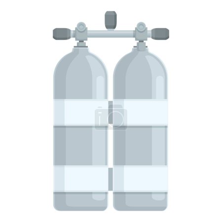 Illustration vectorielle de réservoirs de plongée jumeaux isolés sur fond blanc, parfaite pour les équipements de plongée et les engins d'oxygène sous-marins