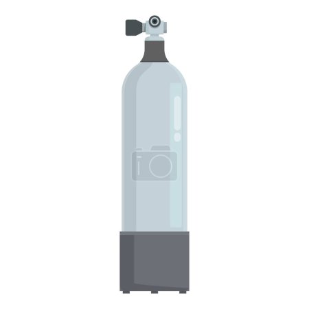 Conception plate d'une bouteille d'oxygène thérapeutique, représentée sur un fond blanc, adaptée aux graphiques liés à la santé